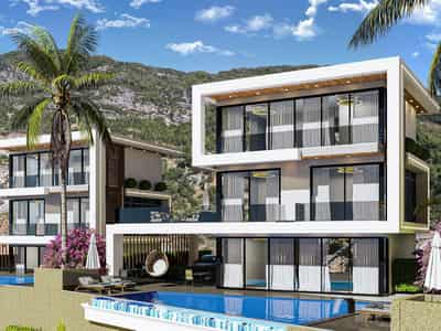 New complex of villas with swimming pools and terraces, Alanya, Turkey