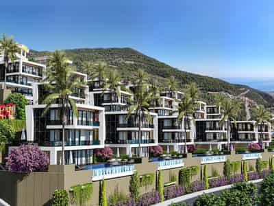 New complex of villas with swimming pools and terraces, Alanya, Turkey