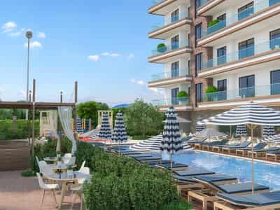Residential complex with swimming pool, gym and barbecue area, 300 meters to the sea, Mahmutlar, Turkey