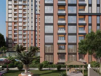 New guarded residence with a swimming pool close to the coast and a metro station, Istanbul, Turkey