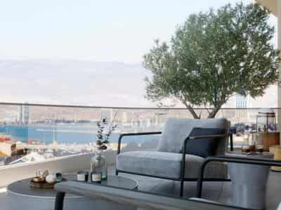 High-rise residence with a panoramic view, swimming pools and a conference room, 720 meters from the sea, Izmir, Turkey