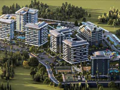 New residence with swimming pools, an aqua park and a private beach, Avsallar, Turkey