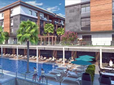 High-quality residence with swimming pools and green areas in a quiet area, 500 meters from the beach, Istanbul, Turkey