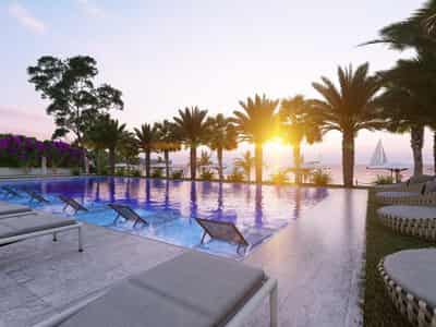 Residential complex with swimming pool next to the pier, Mersin, Turkey