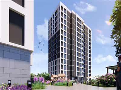 New guarded residence with swimming pools and a green area close to a metro station and highways, Istanbul, Turkey