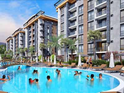 New residence with a swimming pool and an water park close to the beach and golf courses, Antalya, Turkey