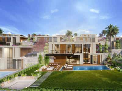 Modern complex of villas with swimming pools, Türkbükü, Turkey