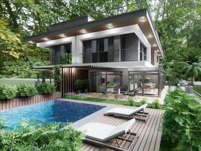 Complex of villas with swimming pools, gardens and panoramic views, Istanbul, Turkey