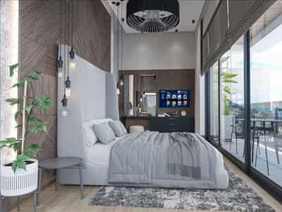 New complex of villas with swimming pools and panoramic views close to the sea and the city center of Alanya, Turkey