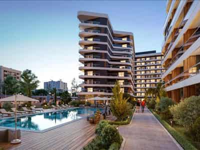 New residence with two swimming pools near metro stations, Izmir, Turkey