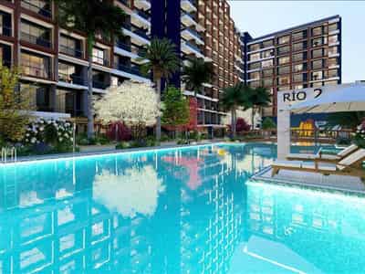 New residence with a swimming pool and a water park at 520 meters from the sea, Mersin, Turkey