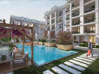 Residential complex with a swimming pool and around-the-clock security close to the beach, Istanbul, Turkey