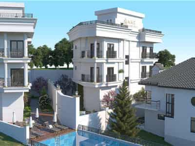 New residence with a swimming pool, lounge areas and a cinema at 300 meters from the beach, Alanya, Turkey