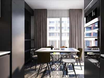 Residential complex with a swimming pool and a green area, 3 minutes away from the marina, Istanbul, Turkey