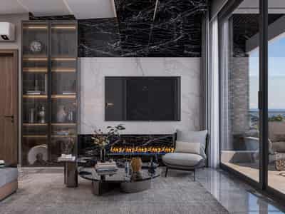 New residence with a swimming pool and a panoramic view at 500 meters from the sea, in the prestigious area of Kestel, Alanya, Turkey