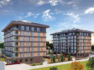 New project with a swimming pool and green areas, 5 minutes away from the coast, Istanbul, Turkey