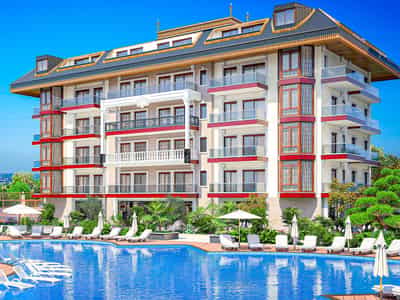 New residential complex with swimming pools, a garden and lounge areas, Oba, Alanya, Turkey