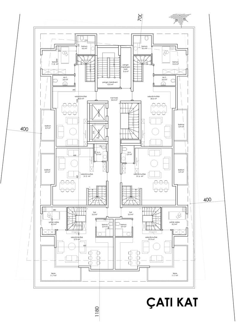 Апартаменты у пляжа Клеопатры в центре Алании (005455) — фото 12