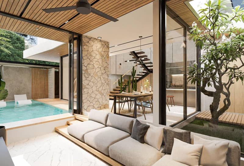 Complex of villas with swimming pools and gardens in the picturesque area of Umalas, Bali, Indonesia — photo 2