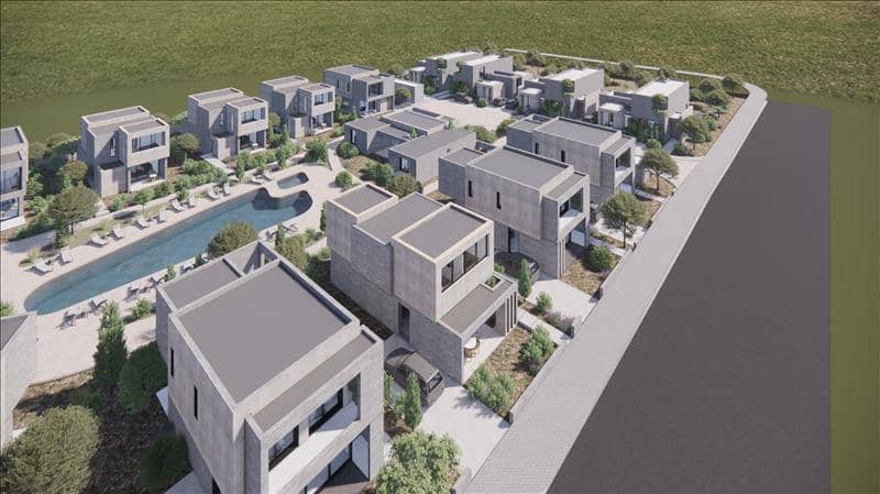 Новый закрытый комплекс вилл с бассейном и садами в 250 метрах от пляжа, Героскипу, Кипр — фото 22