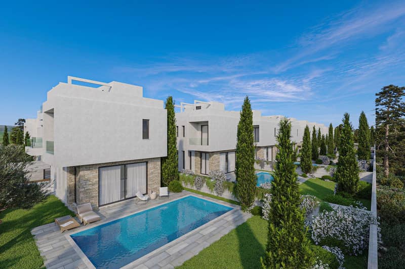 New complex of villas with swimming pools at 200 meters from the beach, Geroskipou, Cyprus — photo 2