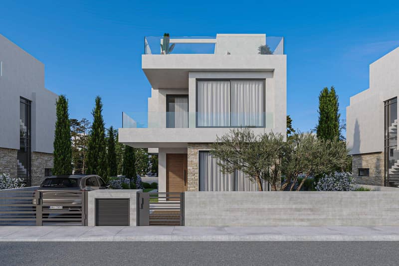 New complex of villas with swimming pools at 200 meters from the beach, Geroskipou, Cyprus — photo 12