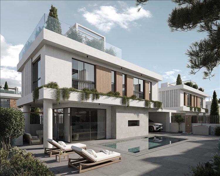 New complex of villas with swimming pools and roof-top gardens close to the sea, Paralimni, Cyprus — photo 2