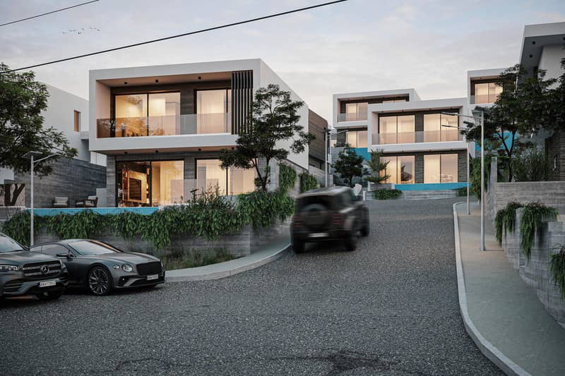 Modern residential complex of villas with swimming pools and parking lots in Peyia, Paphos, Cyprus — photo 2