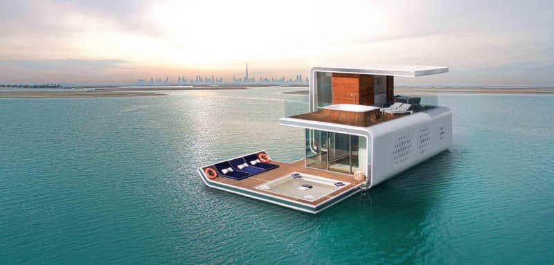 The Floating Seahorse — floating villas by Kleindienst with underwater lower floors, lounge areas and jacuzzis in The World Islands, Dubai — photo 4