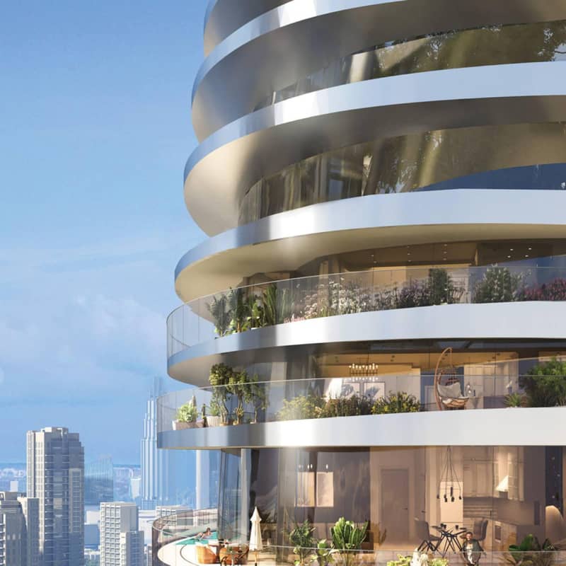 Canal Crown — residential complex by DAMAC with swimming pools, aqua fitness equipment and observation deck in Business Bay, Dubai — photo 2