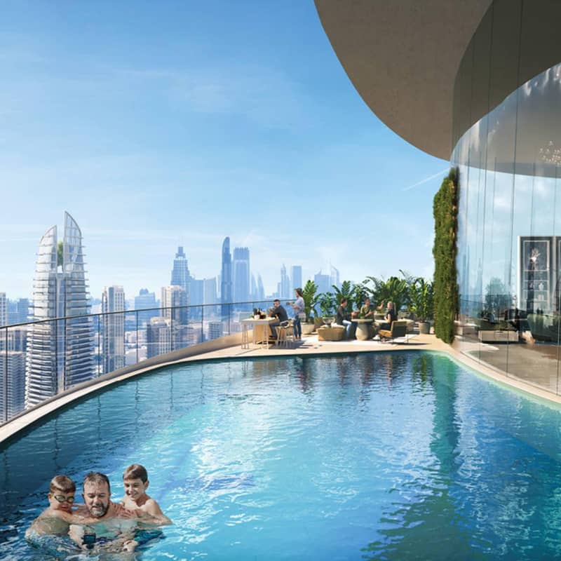 Canal Crown — residential complex by DAMAC with swimming pools, aqua fitness equipment and observation deck in Business Bay, Dubai — photo 3