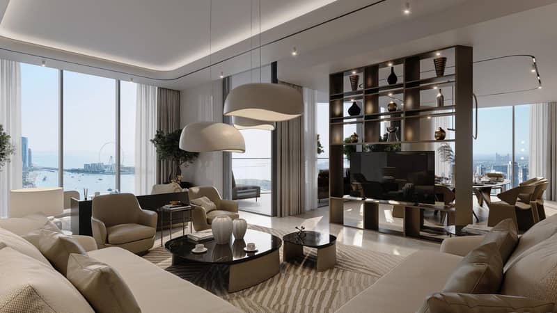 Эксклюзивные люксовые апартаменты Seahaven Sky c видом на пристань для яхт, море, острова, колесо обозрения, Dubai Marina, Дубай, ОАЭ — фото 6