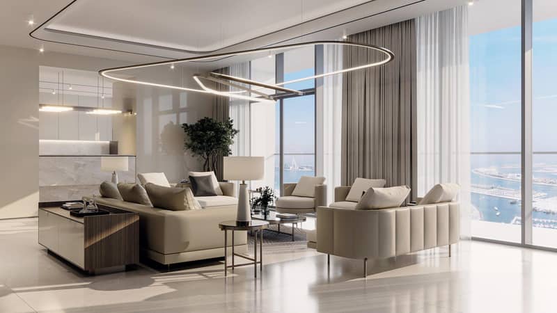 Эксклюзивные люксовые апартаменты Seahaven Sky c видом на пристань для яхт, море, острова, колесо обозрения, Dubai Marina, Дубай, ОАЭ — фото 9