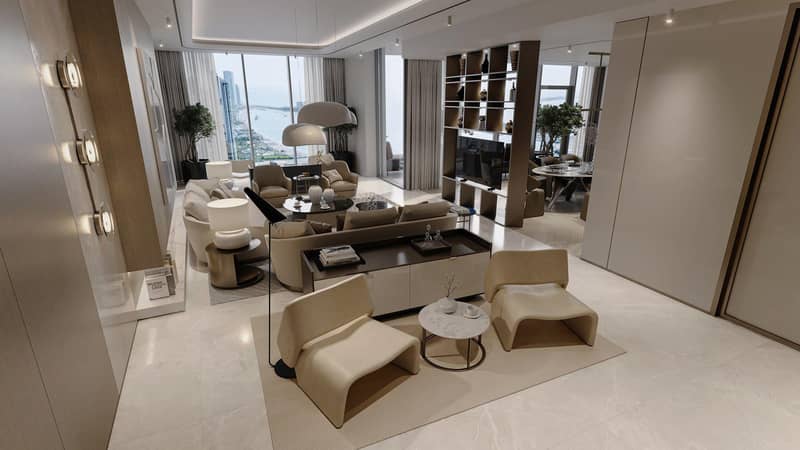 Эксклюзивные люксовые апартаменты Seahaven Sky c видом на пристань для яхт, море, острова, колесо обозрения, Dubai Marina, Дубай, ОАЭ — фото 7