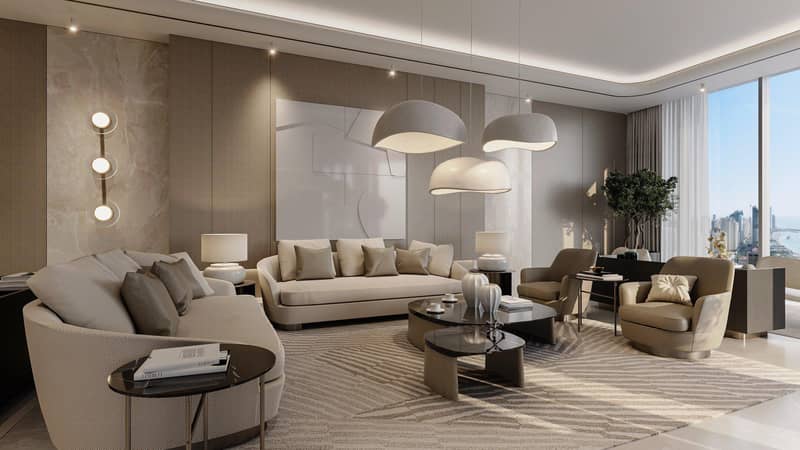 Эксклюзивные люксовые апартаменты Seahaven Sky c видом на пристань для яхт, море, острова, колесо обозрения, Dubai Marina, Дубай, ОАЭ — фото 5