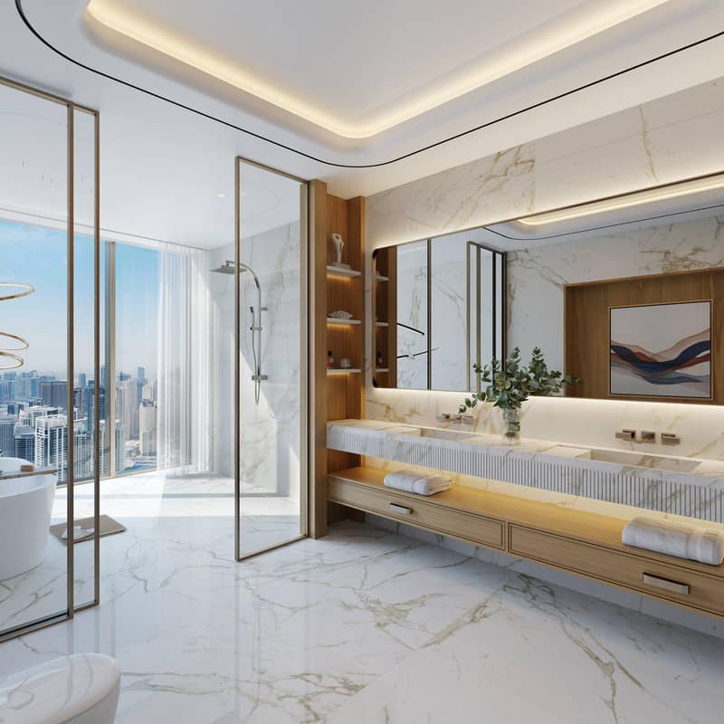 Эксклюзивные люксовые апартаменты Seahaven Sky c видом на пристань для яхт, море, острова, колесо обозрения, Dubai Marina, Дубай, ОАЭ — фото 21