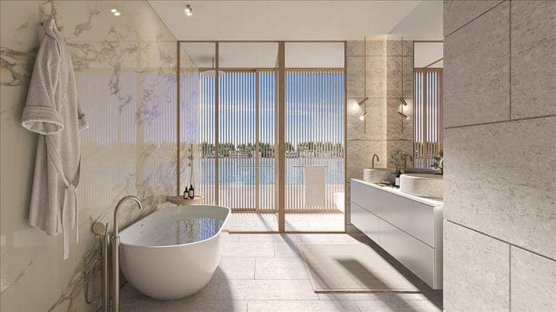 Новый комплекс вилл у воды с бассейном и видом на море Coral villas, Palm Jebel Ali, Дубай, ОАЭ — фото 27