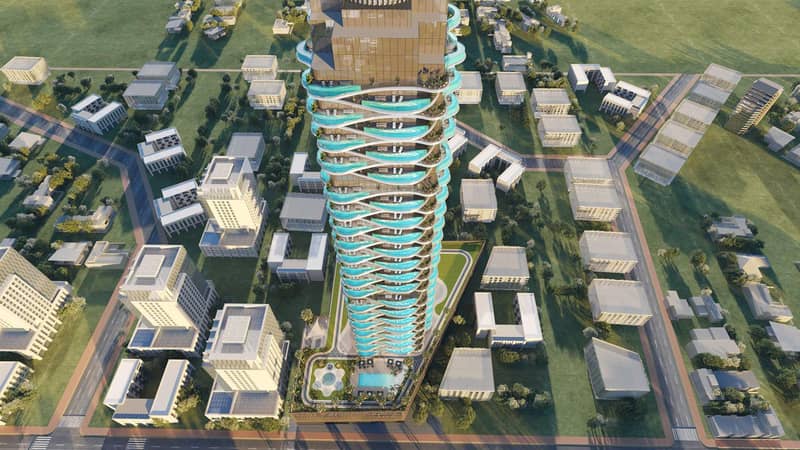 New high-rise complex of apartments with private swimming pools Volga Tower, JVT, Dubai, UAE — photo 2