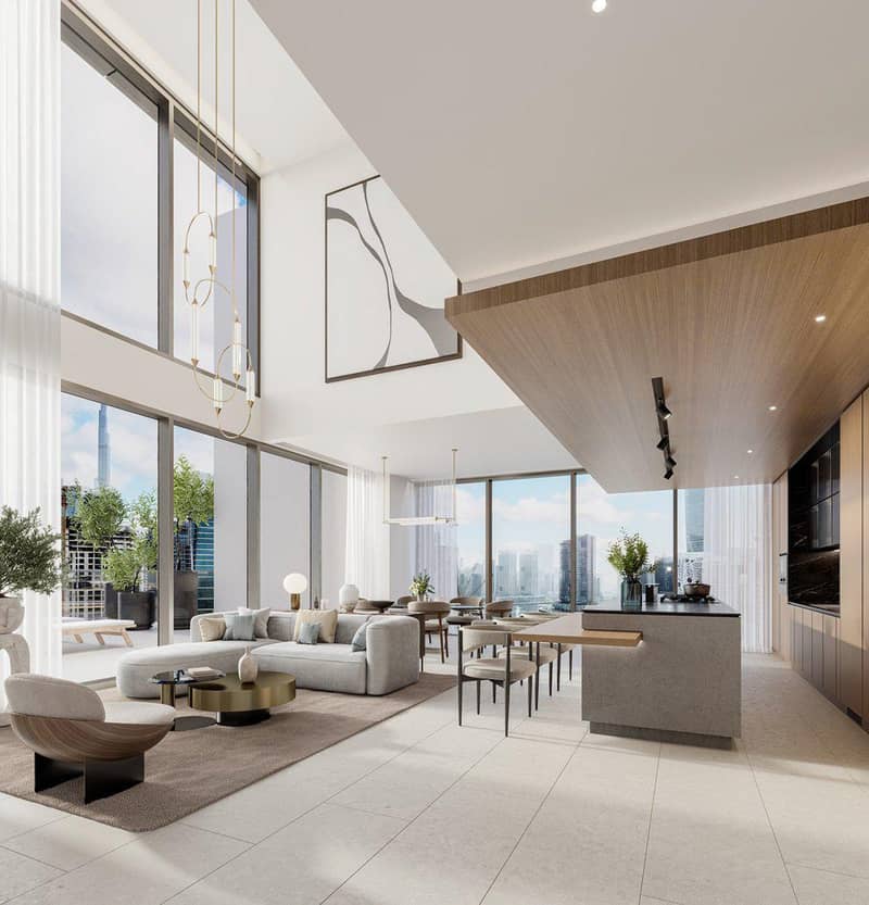 Новая высотная резиденция на берегу канала One River Point с бассейнами рядом с Бурдж Халифа, Business Bay, Дубай, ОАЭ — фото 9