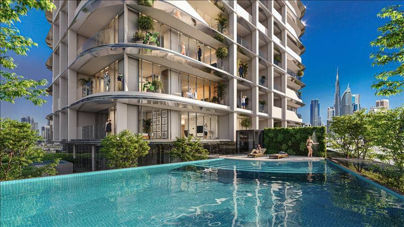 High-rise residence Vento Tower with a swimming pool and a co-working area in the center of Dubai, Business Bay, UAE — photo 7