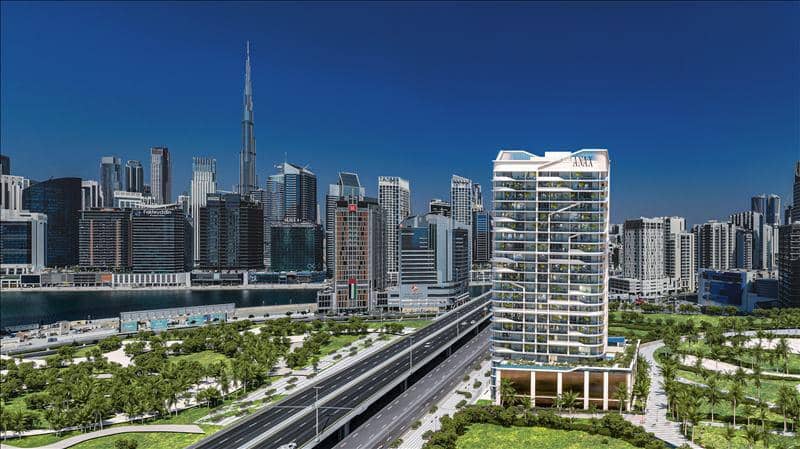 High-rise residence Vento Tower with a swimming pool and a co-working area in the center of Dubai, Business Bay, UAE — photo 10