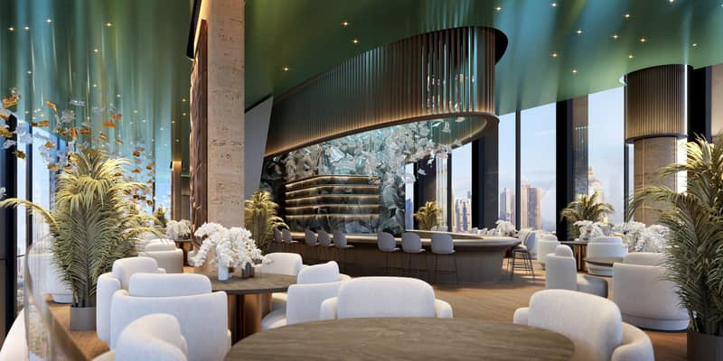 New high-rise Sky Tower Residence with a pool, a garden and a restaurant close to the canal, in the central area of Business Bay, Dubai, UAE — photo 9