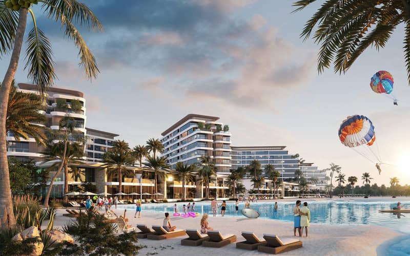 Новый комплекс Selene Beach Residences с лагуной, бассейном и парками, Al Seanneeah, Дубай, ОАЭ — фото 10