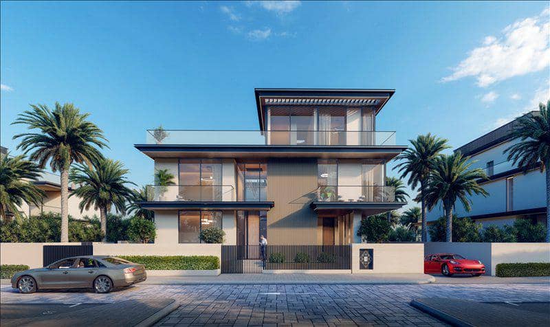 New complex of villas Nineteen Riviera Lagoon with swimming pools and underground garages, Nad Al Sheba, Dubai, UAE — photo 7