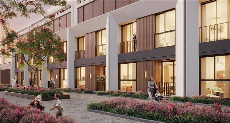 New Hillcrest Residence with a swimming pool and a park in a green area, Town Square, Dubai, UAE — photo 11