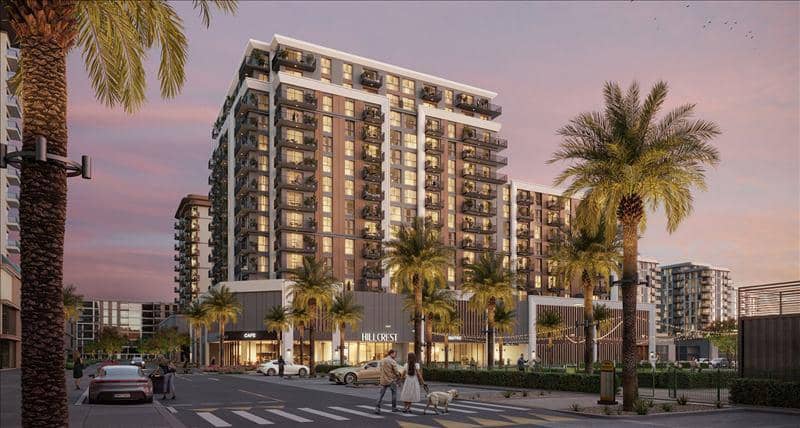 New Hillcrest Residence with a swimming pool and a park in a green area, Town Square, Dubai, UAE — photo 2