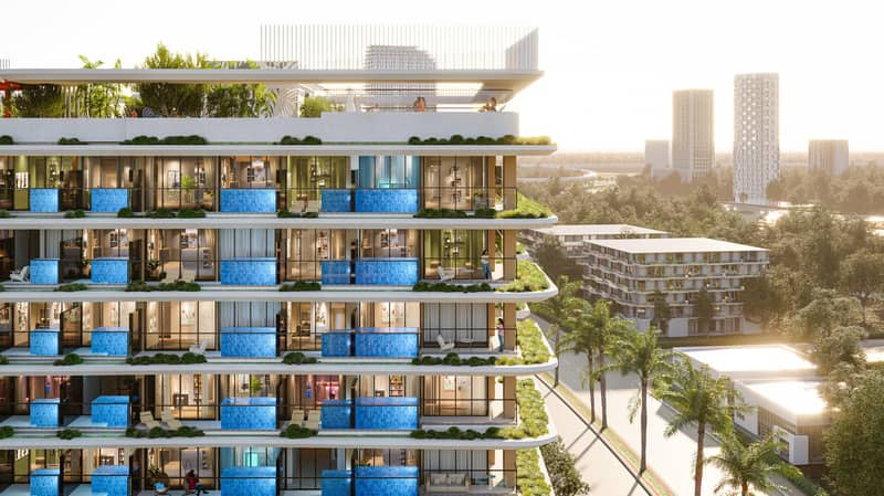 Apartments in the new high-rise residence Bayz 102 with pools, parks and a tennis court next to Burj Khalifa, the Business Bay area, Dubai — photo 8