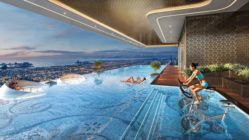 Apartments in the new high-rise residence Bayz 102 with pools, parks and a tennis court next to Burj Khalifa, the Business Bay area, Dubai — photo 17