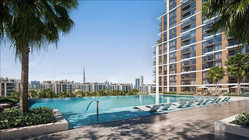 Новая резиденция District One Naya Residences с бассейнами, лагуной и интерактивным фонтаном, District One, Дубай, ОАЭ — фото 8