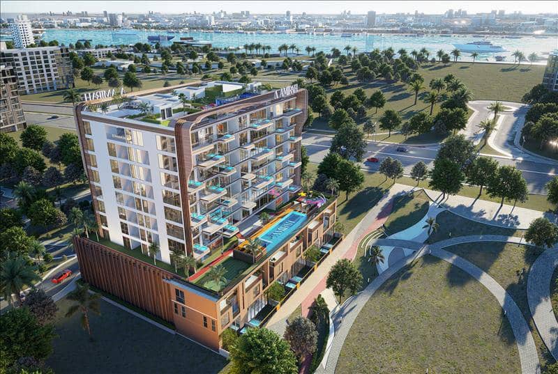 Townhouses in the new complex Bonds Avenue Residences with swimming pools, mini golf and gardens, Dubai Islands, Dubai, UAE — photo 21